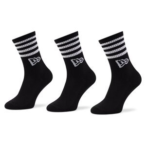 Set od 3 para unisex visokih čarapa New Era Stripe Crew 13113627 Crna