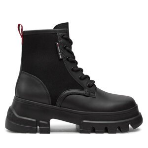 Planinarske cipele Tommy Jeans Tjw Chunky Lace Up Boot Mix Mat EN0EN02554 Crna