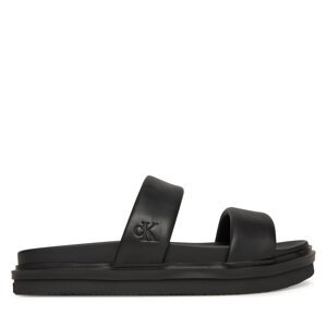 Natikače Calvin Klein Jeans Flat Molded Doublebar Sandal Lth YM0YM01226 Crna