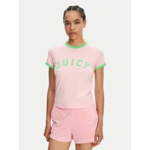 Juicy Couture T-shirt Collegiate Ringer JCWCT125320 Ružičasta Slim Fit