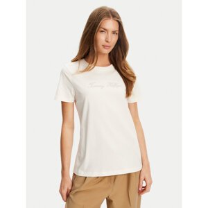 Tommy Hilfiger T-shirt Script WW0WW47210 Écru Regular Fit