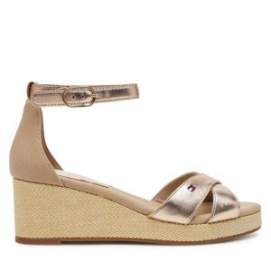 Sandale Tommy Hilfiger Flag Metallic Mid Wedge Espad FW0FW08810 Bež