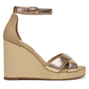 Sandale Tommy Hilfiger Flag Metallic High Wedge Espad FW0FW08811 Zlatna