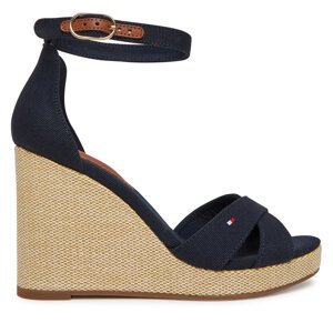 Sandale Tommy Hilfiger Flag High Wedge Espad Crisscross FW0FW08661 Tamnoplava