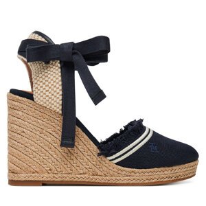 Espadrile Tommy Hilfiger Fringe Canvas High Wedge FW0FW08878 Tamnoplava