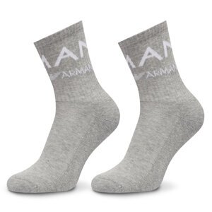 Set od 2 para ženskih visokih čarapa Emporio Armani Underwear 292303 4F227 00948 Siva