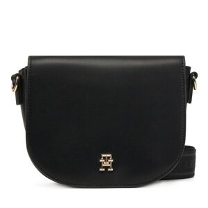 Torbica Tommy Hilfiger Th Logotape Saddle Bag AW0AW17184 Crna
