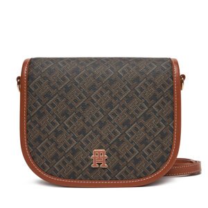 Torbica Tommy Hilfiger Th Monoplay Leather Saddle Bag AW0AW17414 Crna