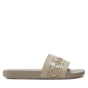 Natikače Calvin Klein Slide Tpu Saffiano HW0HW02107 Écru