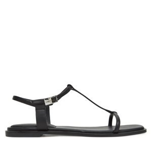 Sandale Calvin Klein Flat Sandal Squared Buckle Lth HW0HW02556 Crna
