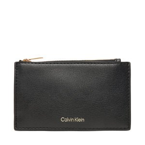 Veliki ženski novčanik Calvin Klein Foil Logo Top Zip Cardcase LV04F1090G Crna