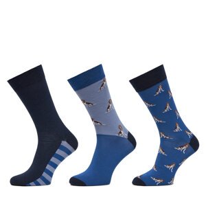 Set od 3 para muških visokih čarapa Barbour Beagle Dog MGS0070BL71 Plava